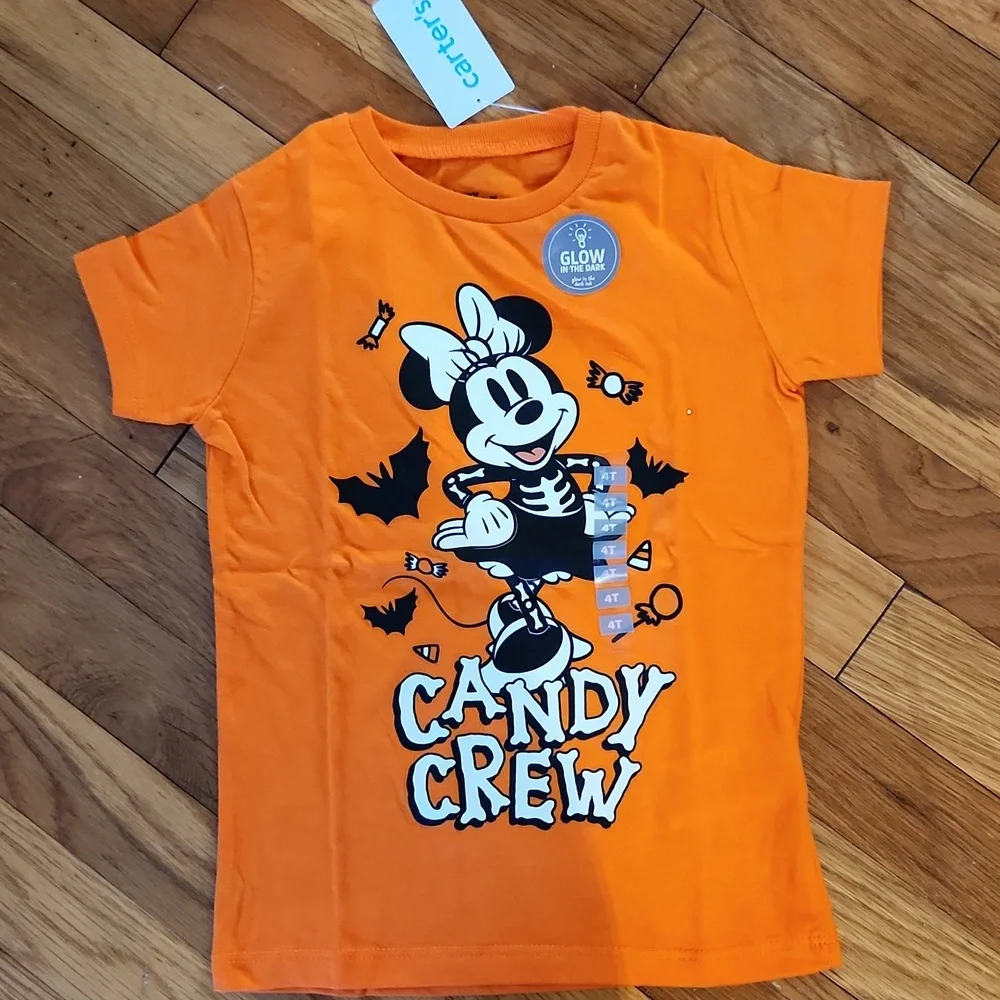Carter's Minnie Disney Glow In The Dark Tee Shirt NWT Size 4T Cute